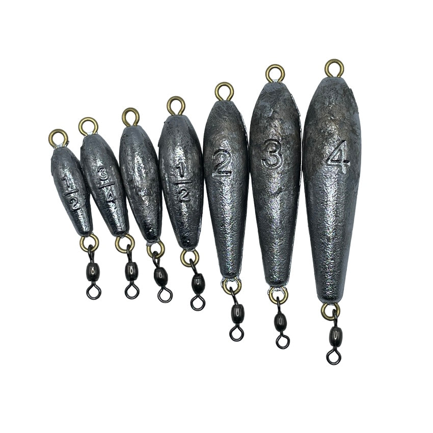 2pk or 10pk Inline Trolling Trout Weights with swivel