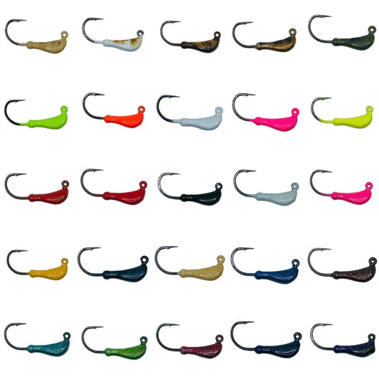 BULK 25 pack BANANA bait jigs and tying heads 1/8oz - 1/2oz